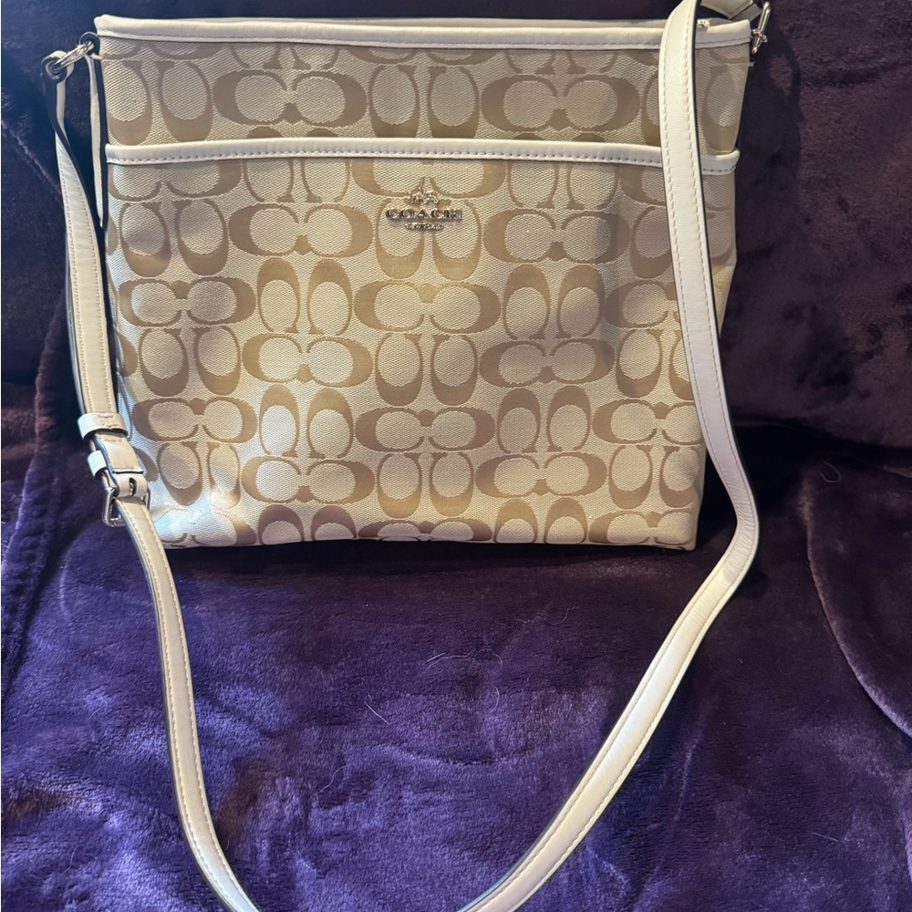 Coach Cream Crossbody Bag with Signature Monogram